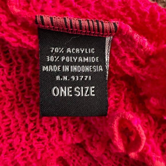 Vtg Womens Cardigan Sweater One Size Open Knit Asymmetrical Pink Ruffle Fairy - Picture 3 of 7